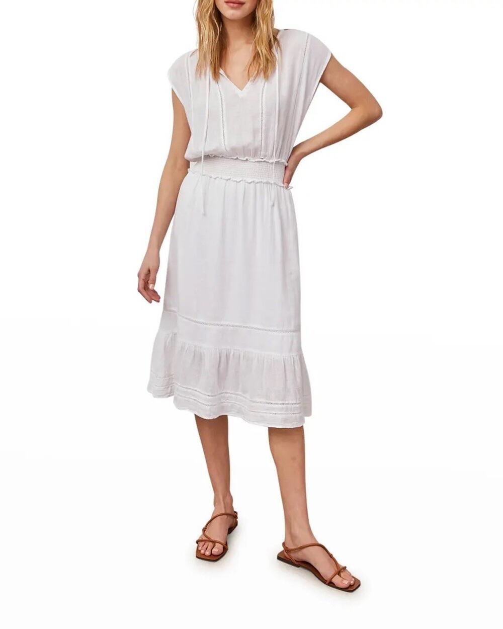 Rails Dress Womens Size Large Ashlyn Linen Rayon Coastal Bohemian Prairie Midi